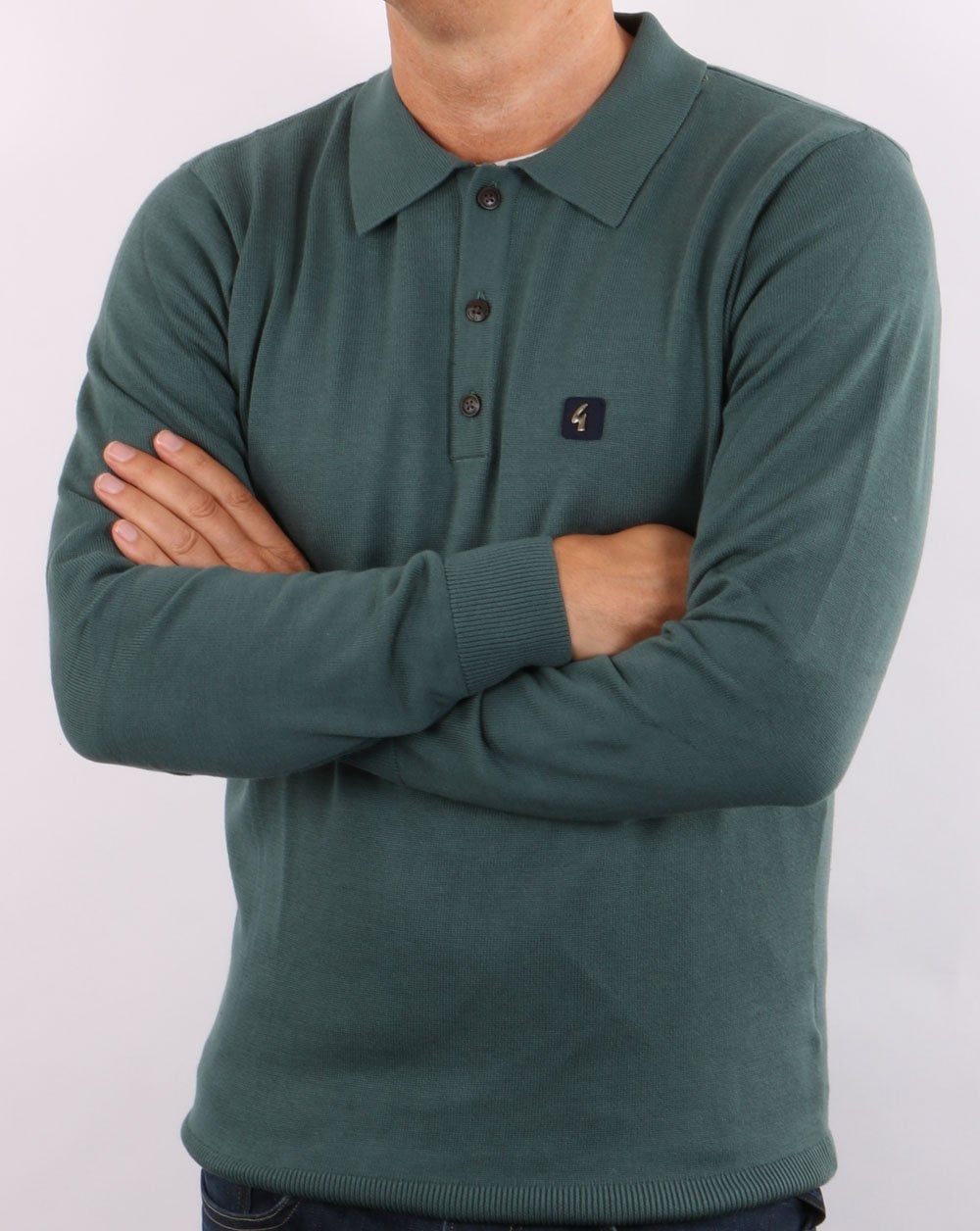 Gabicci Vintage Francesco Knitted Polo Teal Green