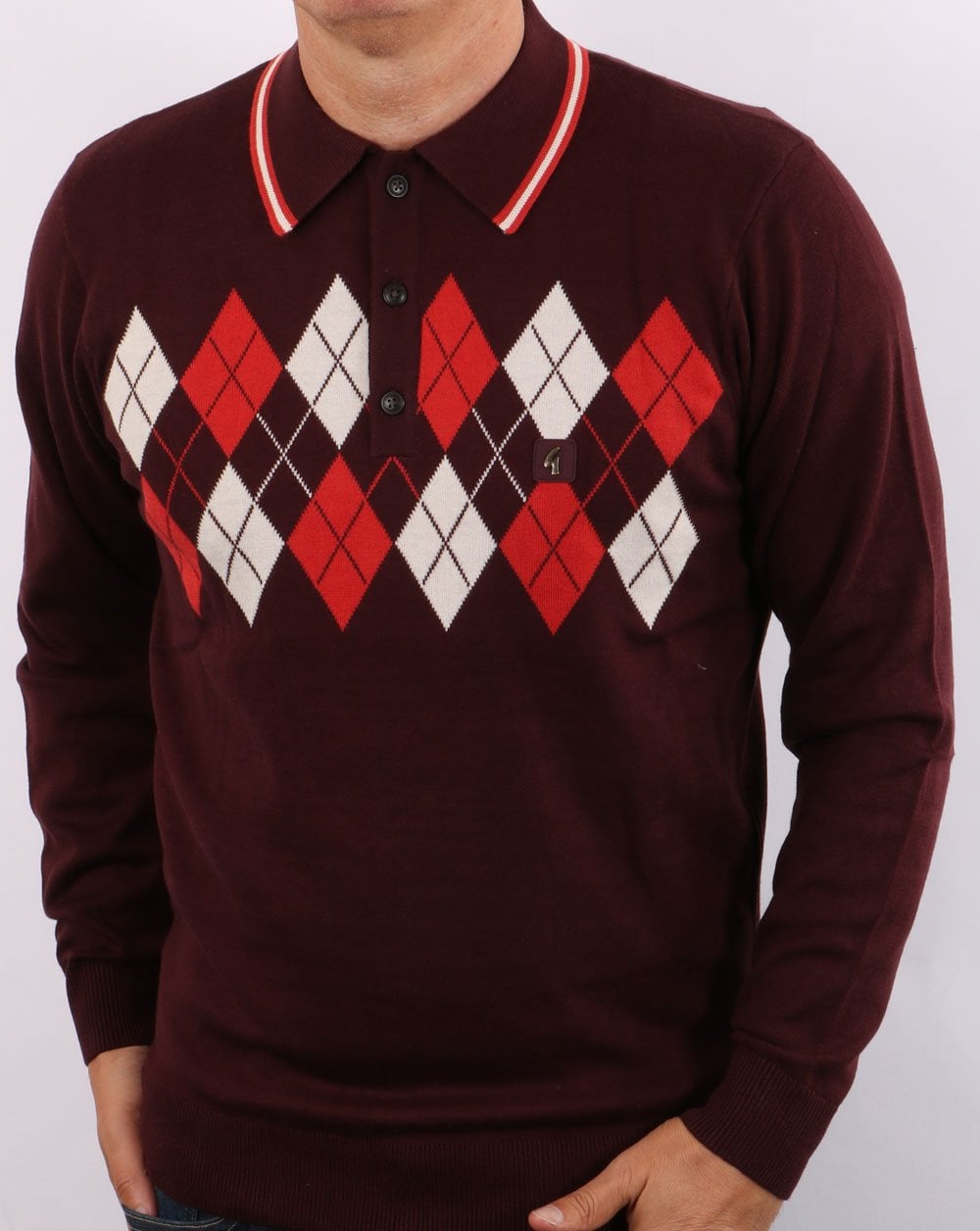Gabicci Vintage Diamond Knitted Polo Port