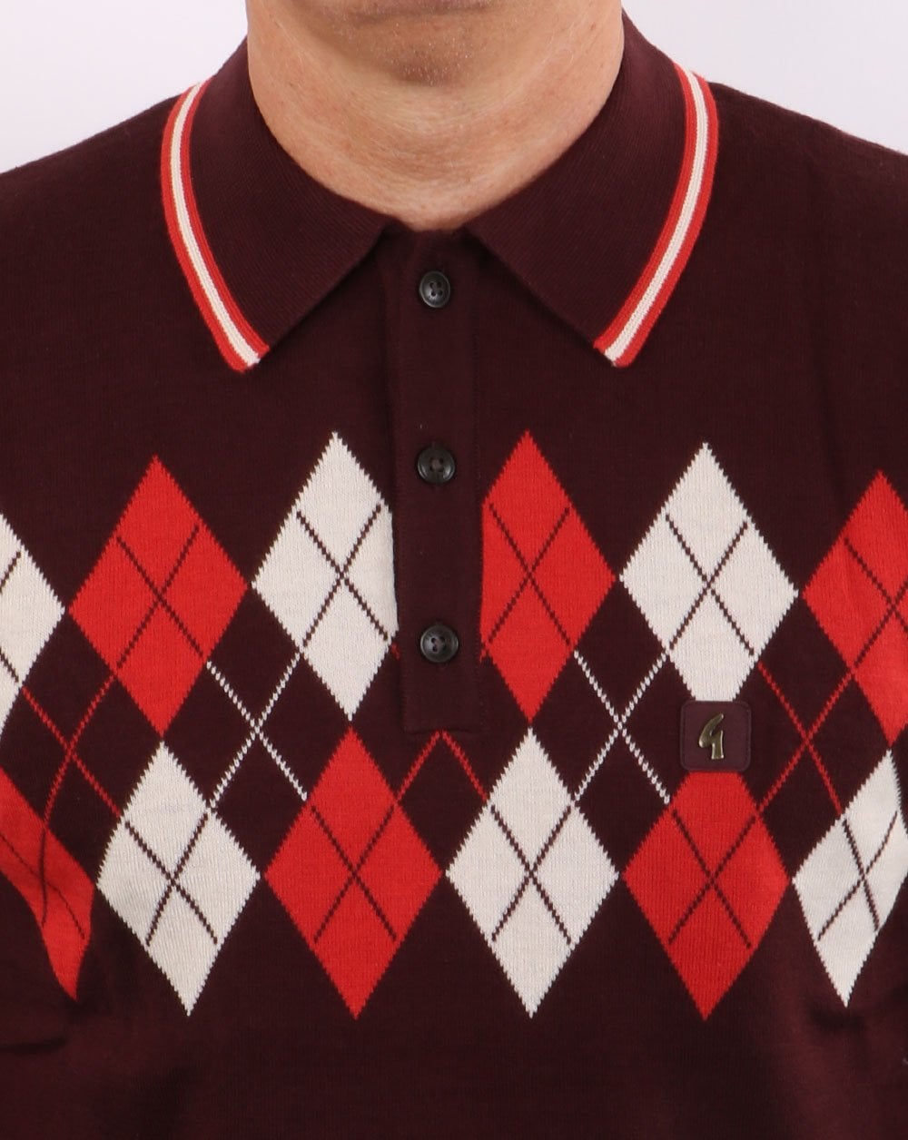 Gabicci Vintage Diamond Knitted Polo Port