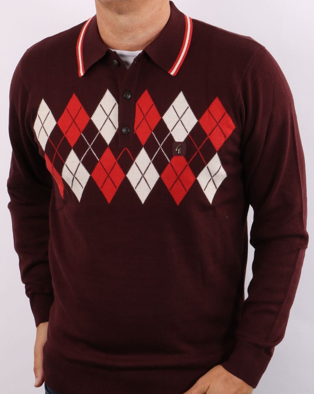 Gabicci Vintage Diamond Knitted Polo Port