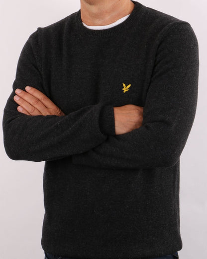 Lyle & Scott Crew Neck Lambswool Blend Jumper Charcoal Marl