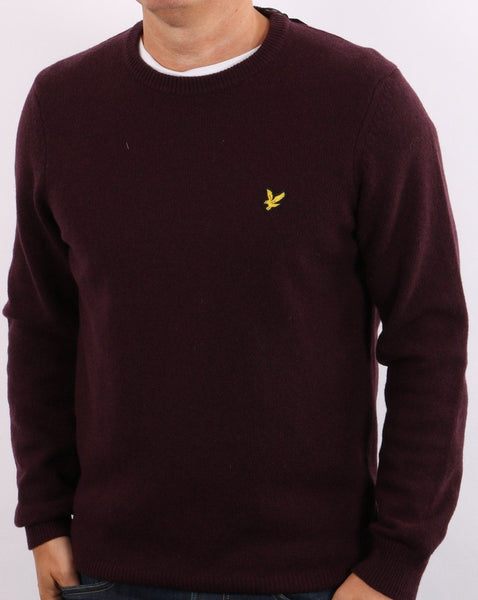 Lyle & Scott Crew Neck Lambswool Knit Burgundy