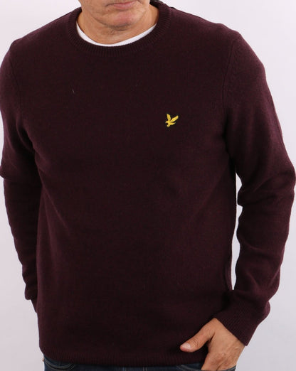Lyle & Scott Crew Neck Lambswool Knit Burgundy