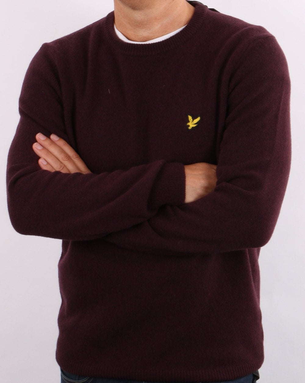 Lyle & Scott Crew Neck Lambswool Knit Burgundy