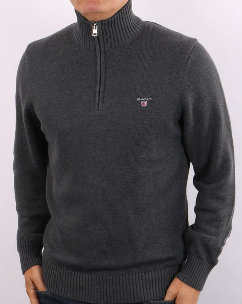 Gant Casual Cotton Half Zip Dark Grey