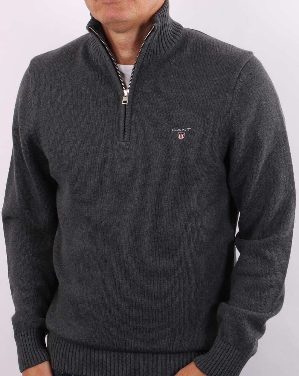 Gant Casual Cotton Half Zip Dark Grey