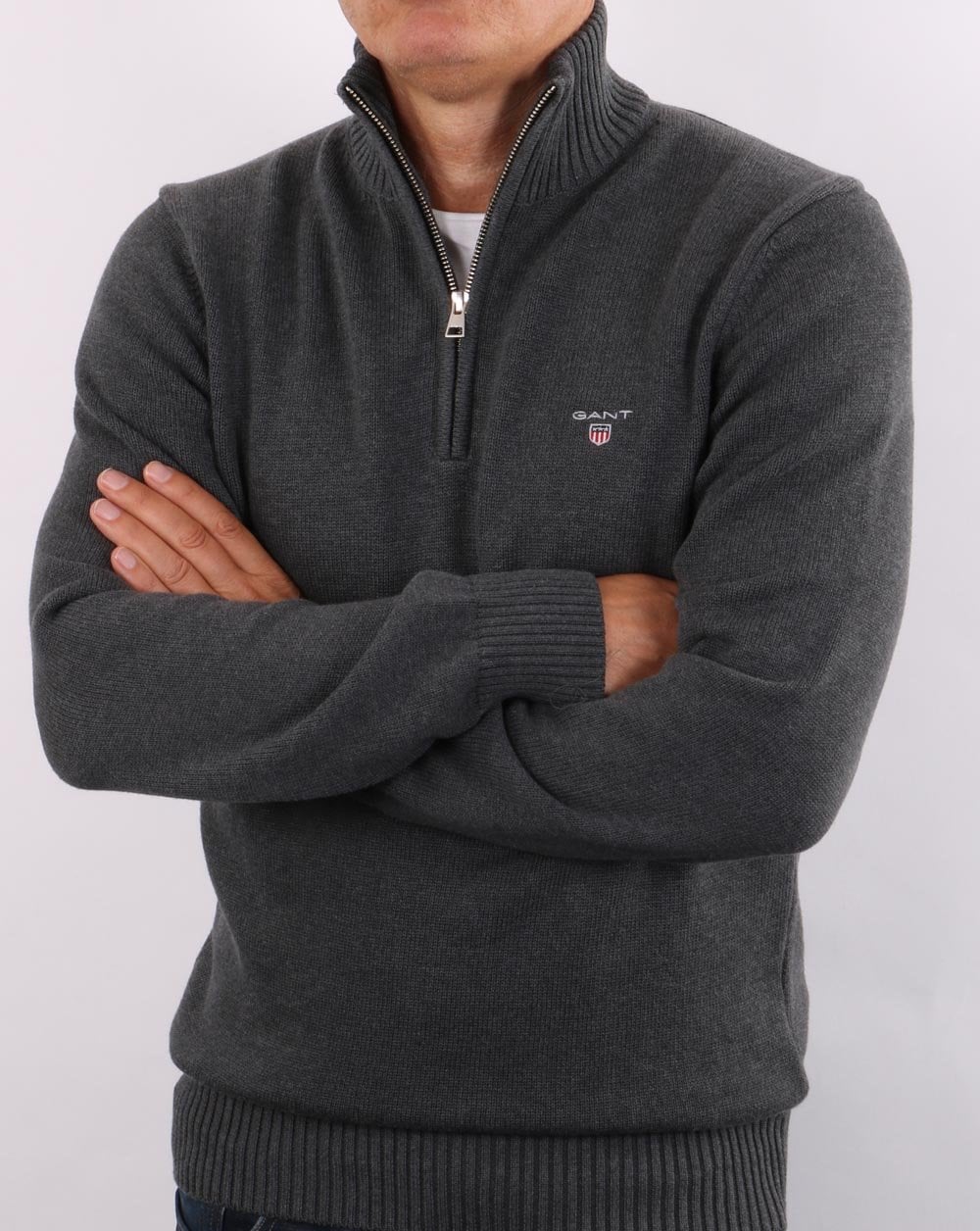 Gant Casual Cotton Half Zip Dark Grey