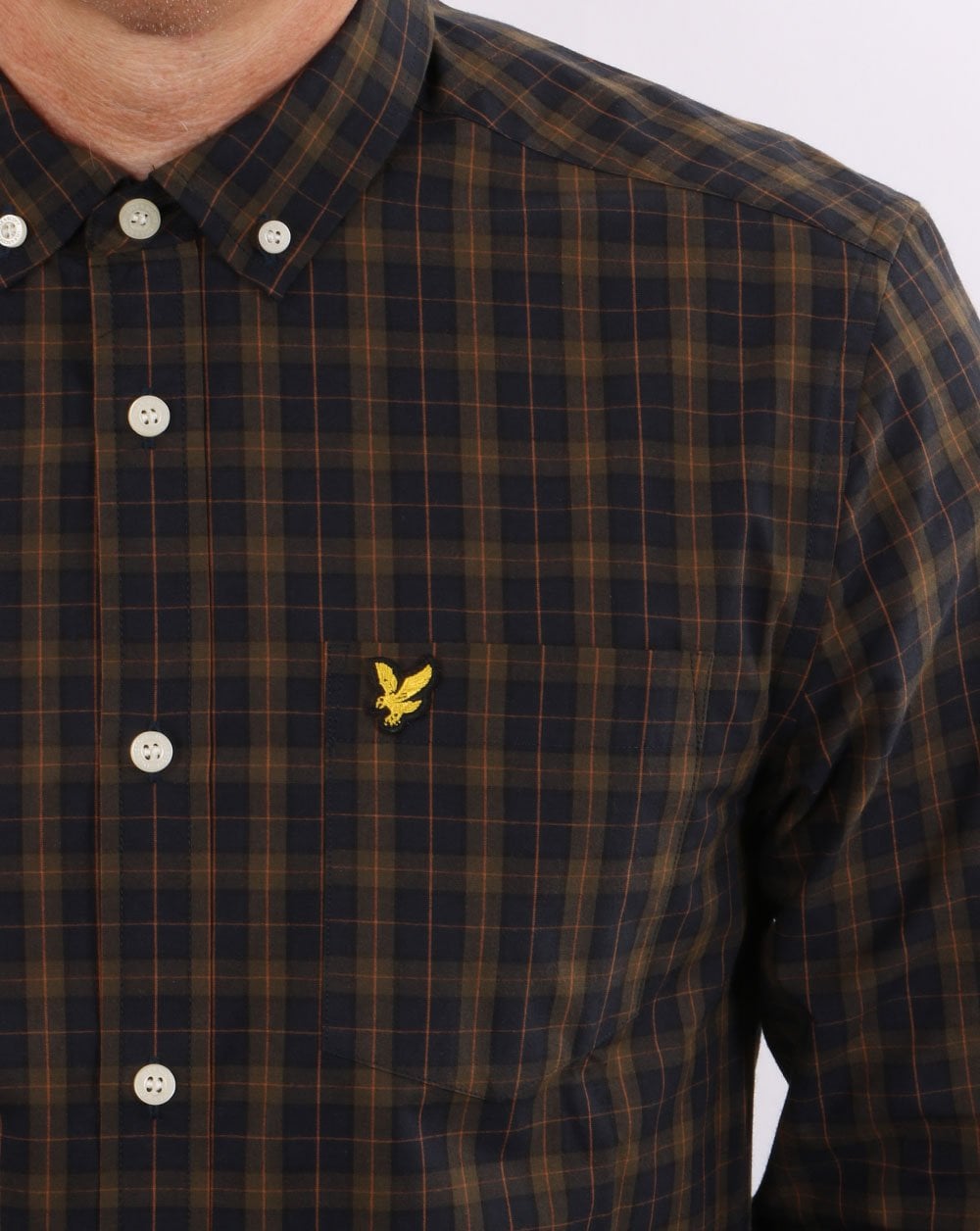 Lyle & Scott Check Poplin Shirt Navy/Olive