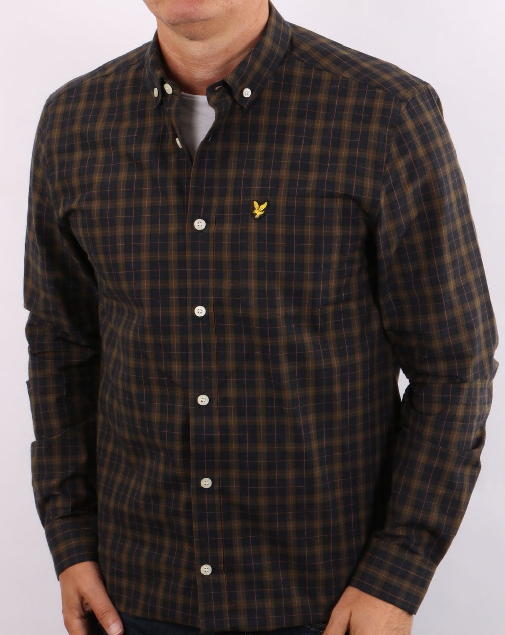 Lyle & Scott Check Poplin Shirt Navy/Olive