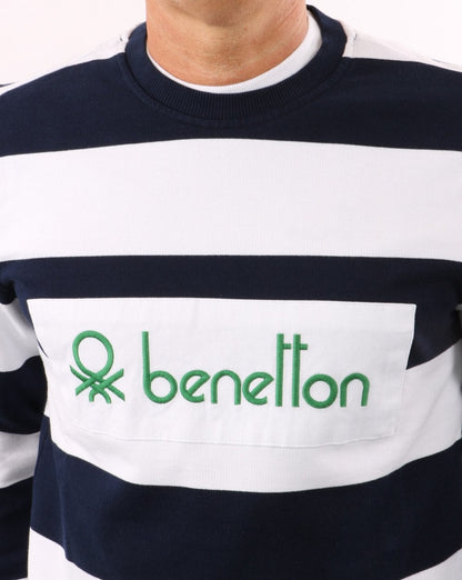 Benetton Striped Sweatshirt Navy/white