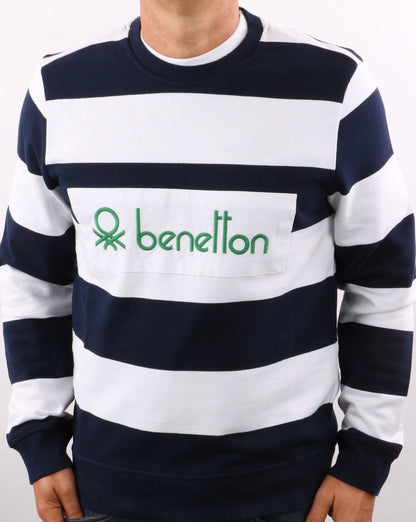 Benetton Striped Sweatshirt Navy/white