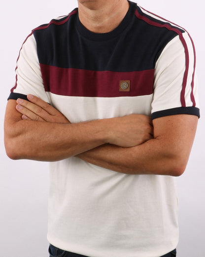 Trojan Colour Block T-shirt Ecru