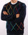 Benetton Classic Crew Neck Navy Multi Colour Knit