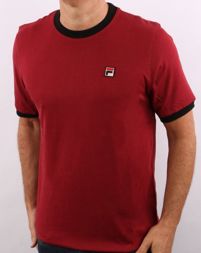 Fila Vintage Marconi T Shirt Deep Red/Black