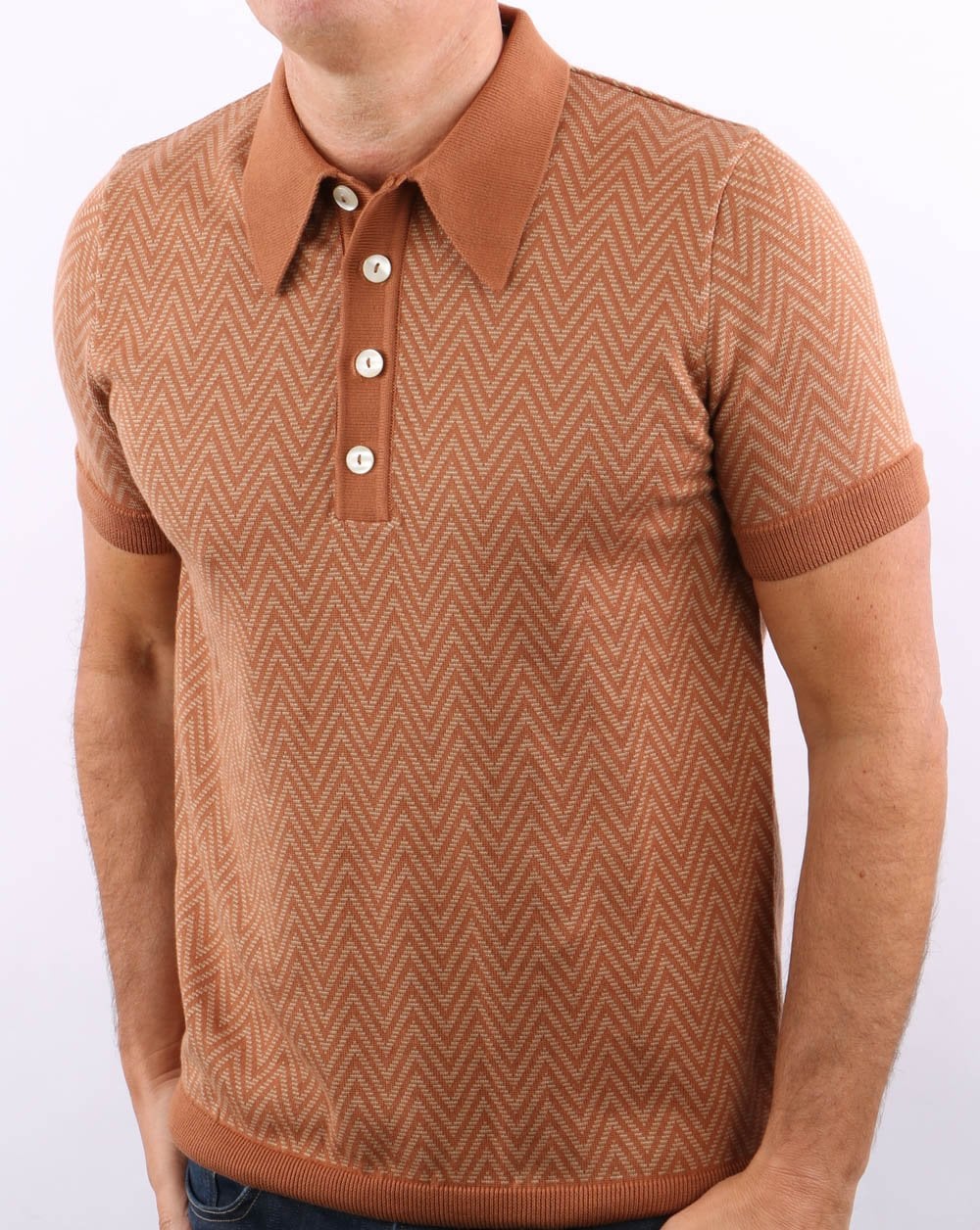Ska & Soul Herringbone Polo Shirt Ginger