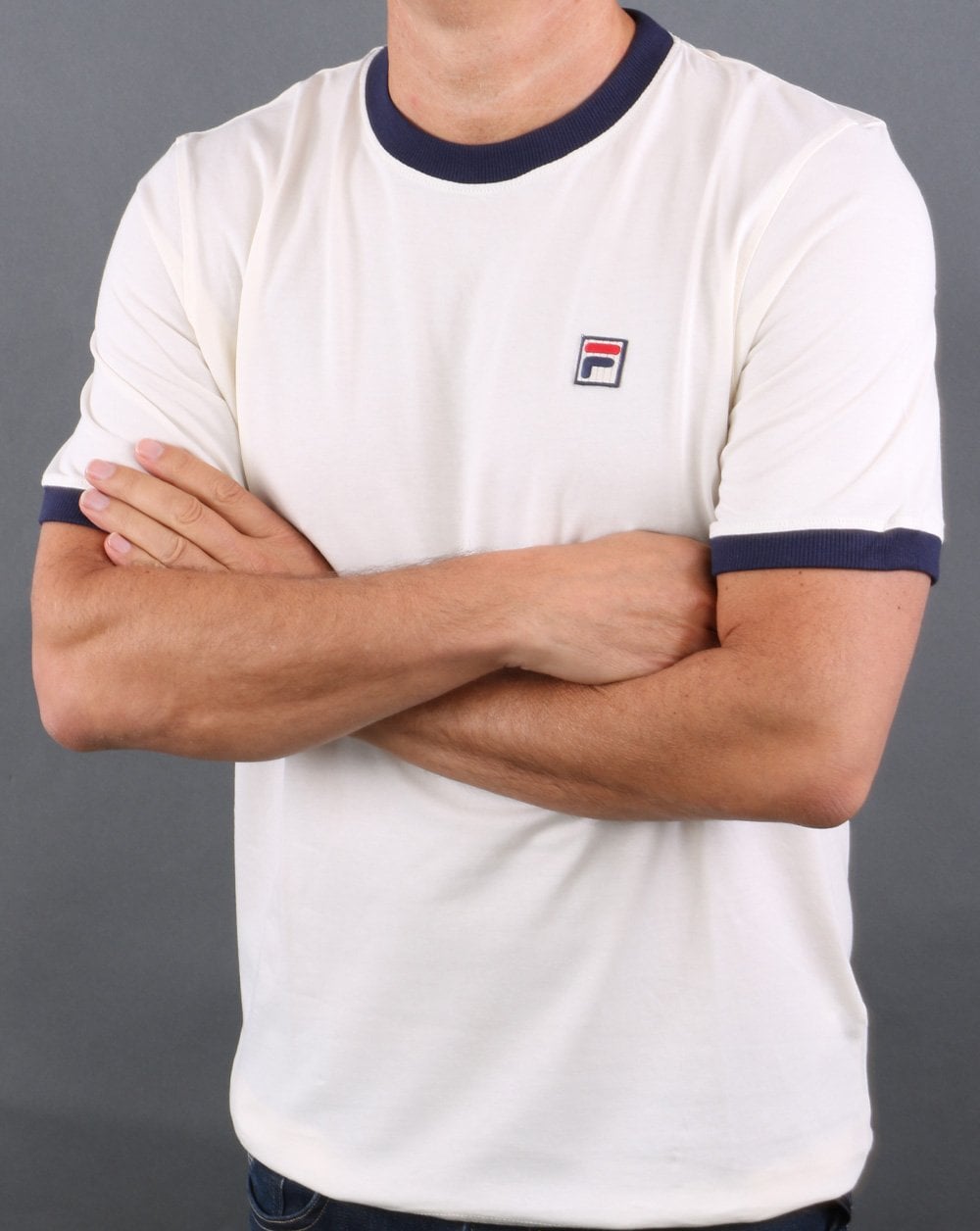 Fila Vintage Ringer T Shirt White/navy