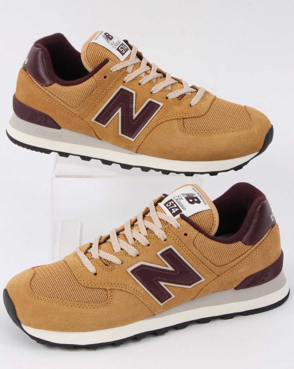 New Balance 574 Trainer Tan/burgundy