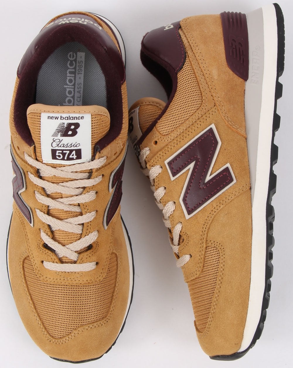 New Balance 574 Trainer Tan/burgundy