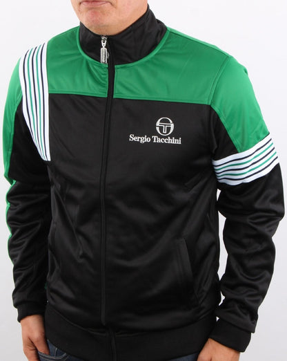 Sergio Tacchini Wilander Track Top Black/Green/White