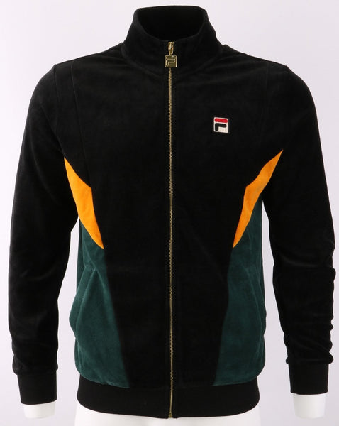 Fila Vintage Lane Velour Track Top Black/Green/Gold