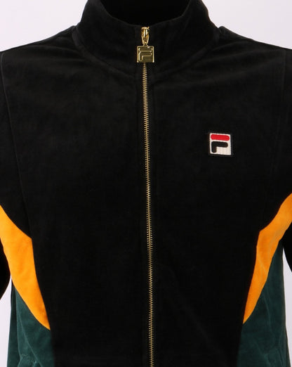 Fila Vintage Lane Velour Track Top Black/Green/Gold