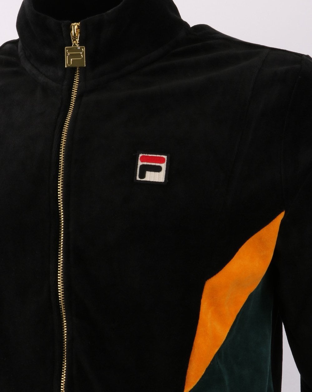 Fila Vintage Lane Velour Track Top Black/Green/Gold