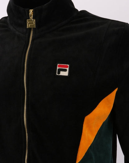 Fila Vintage Lane Velour Track Top Black/Green/Gold