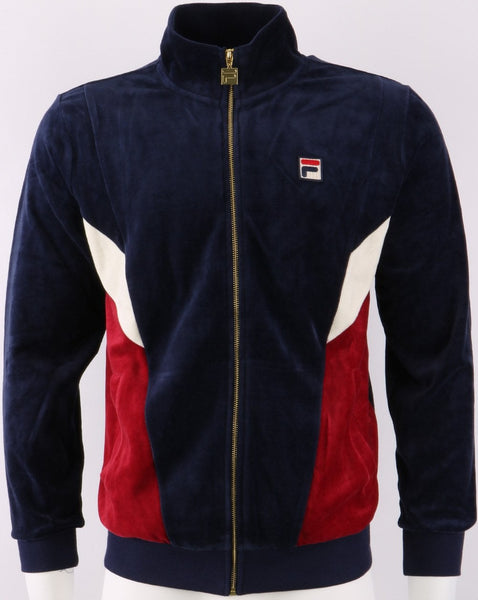 Fila Vintage Lane Velour Track Top Navy/Dark Red