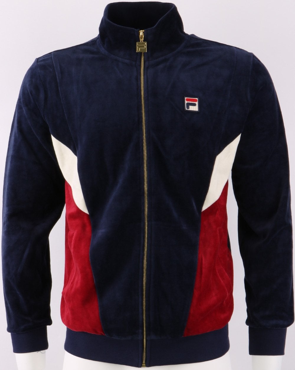 Fila Vintage Lane Velour Track Top Navy/Dark Red