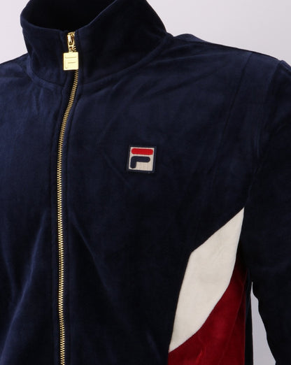 Fila Vintage Lane Velour Track Top Navy/Dark Red