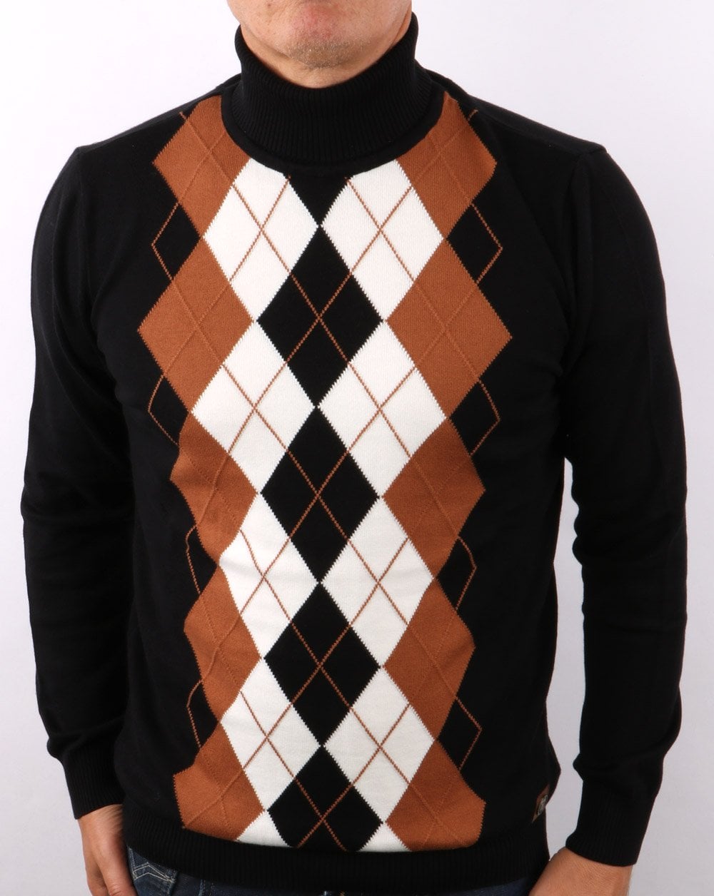 Trojan Diamond Knit Roll Neck Black