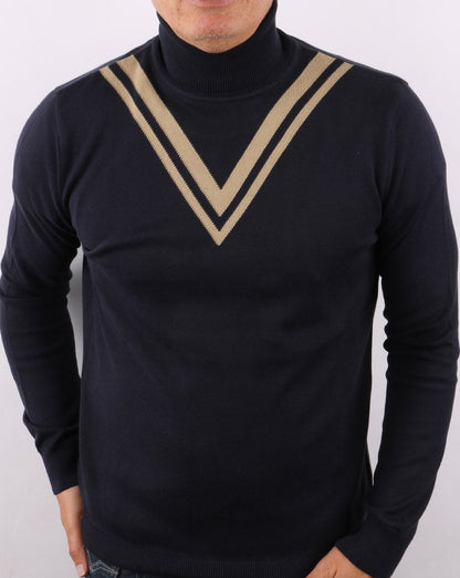 Ska & Soul Twin V Roll Neck Navy