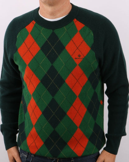 Gant Argyle Crew Neck Tartan Green
