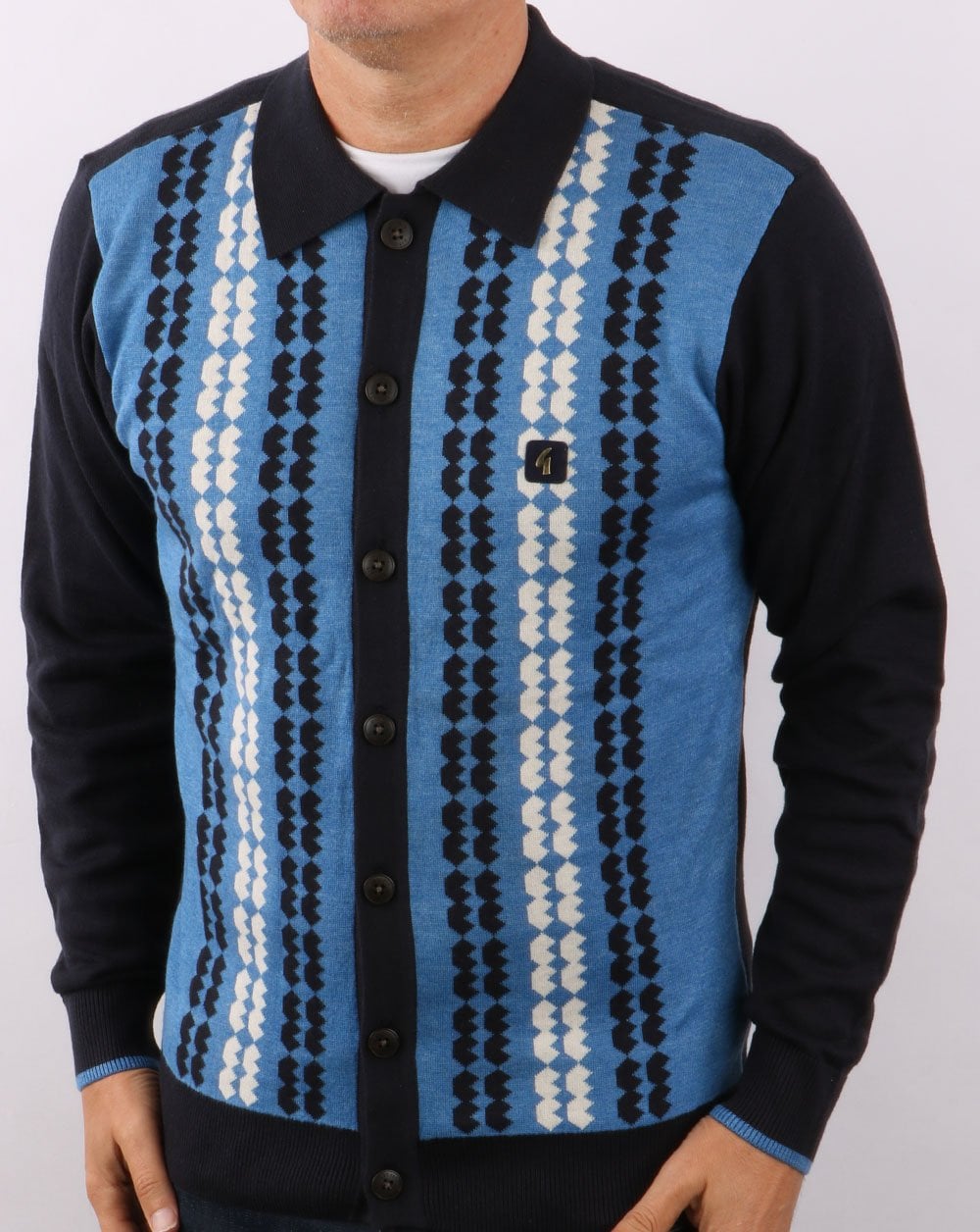 Gabicci Vintage Nicholson Long Sleeve Polo Navy