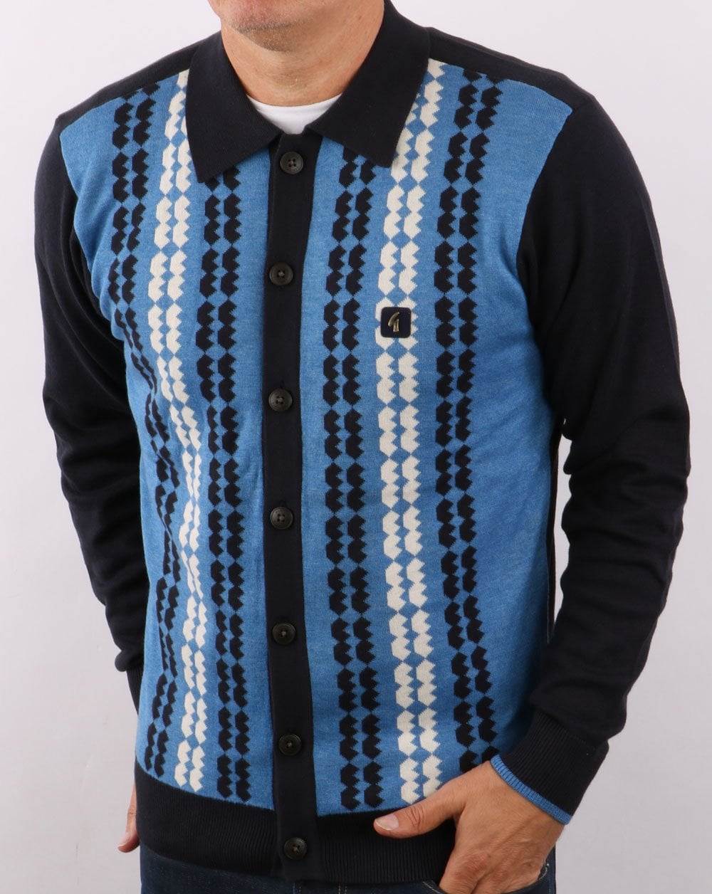 Gabicci Vintage Nicholson Long Sleeve Polo Navy