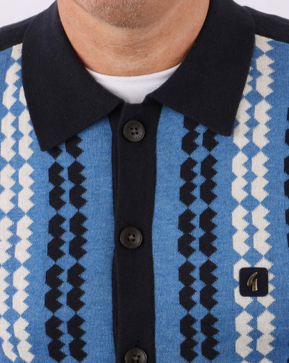 Gabicci Vintage Nicholson Long Sleeve Polo Navy