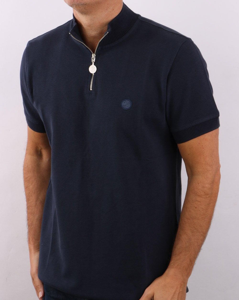 Pretty Green Grainford 1/4 Zip Top Navy