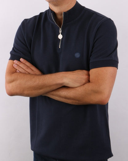 Pretty Green Grainford 1/4 Zip Top Navy
