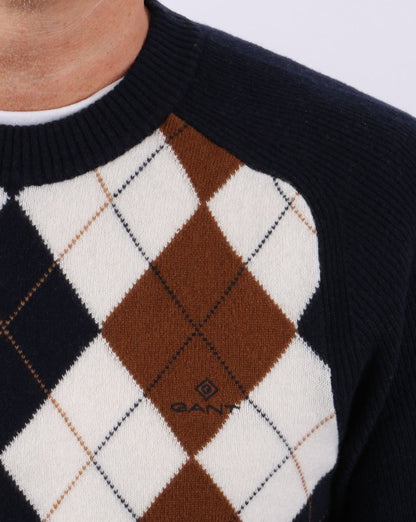 Gant Argyle Crew Neck Navy