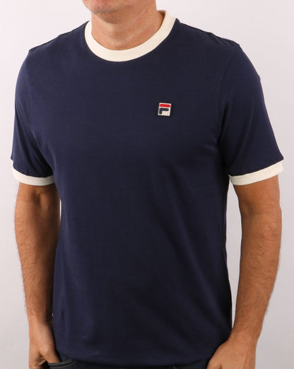 Fila Vintage Ringer T Shirt Navy/Cream