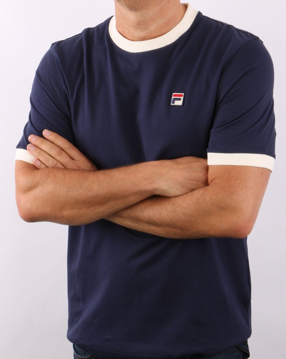 Fila Vintage Ringer T Shirt Navy/Cream
