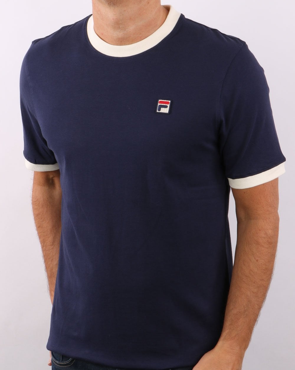 Fila Vintage Ringer T Shirt Navy/Cream