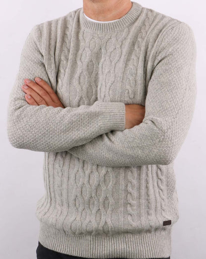 Barbour Cable Crew Neck Grey Marl