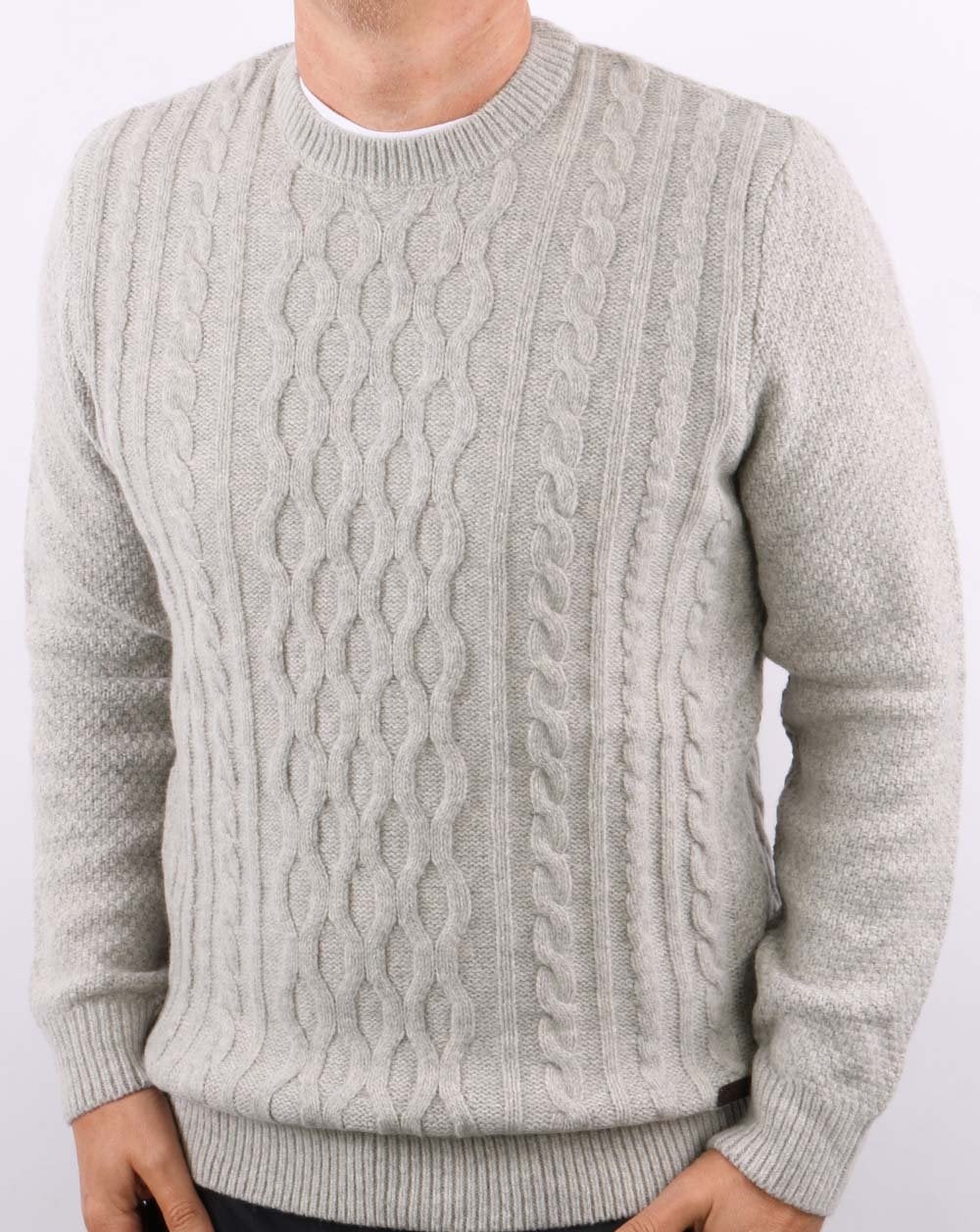 Barbour Cable Crew Neck Grey Marl