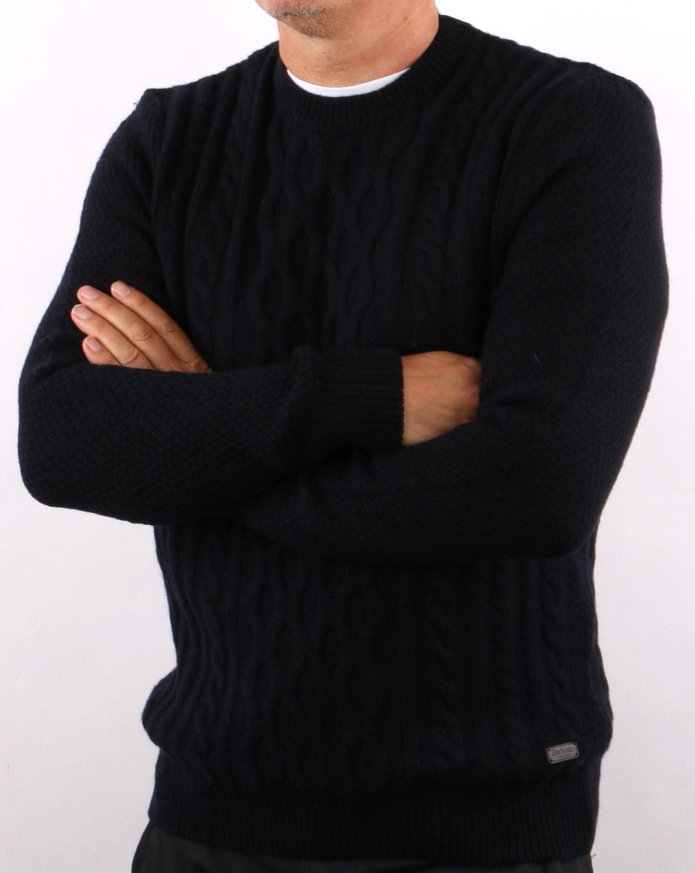 Barbour Cable Crew Neck Navy