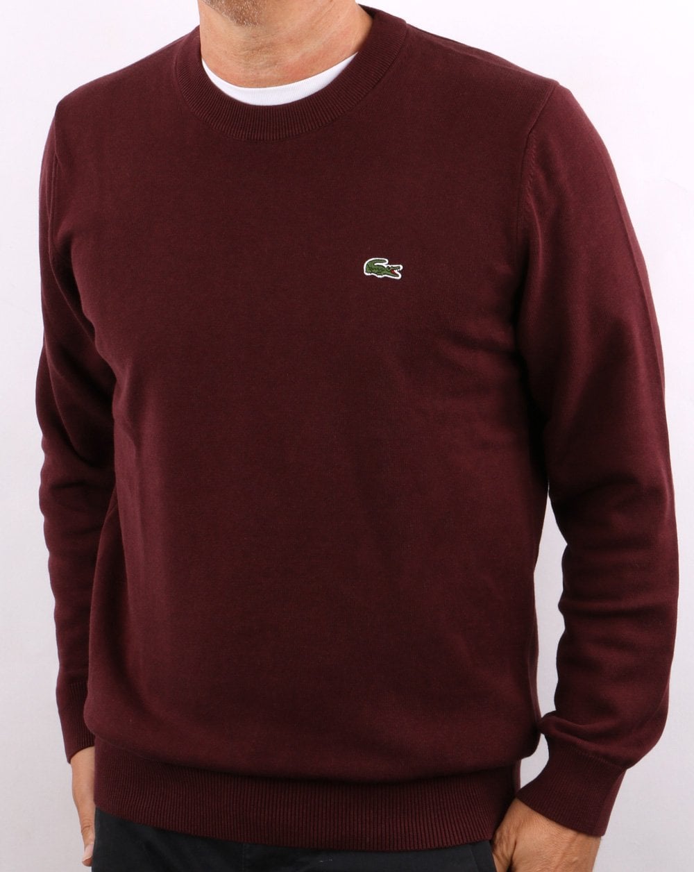 Lacoste Crew Neck Jumper Deep Burgundy