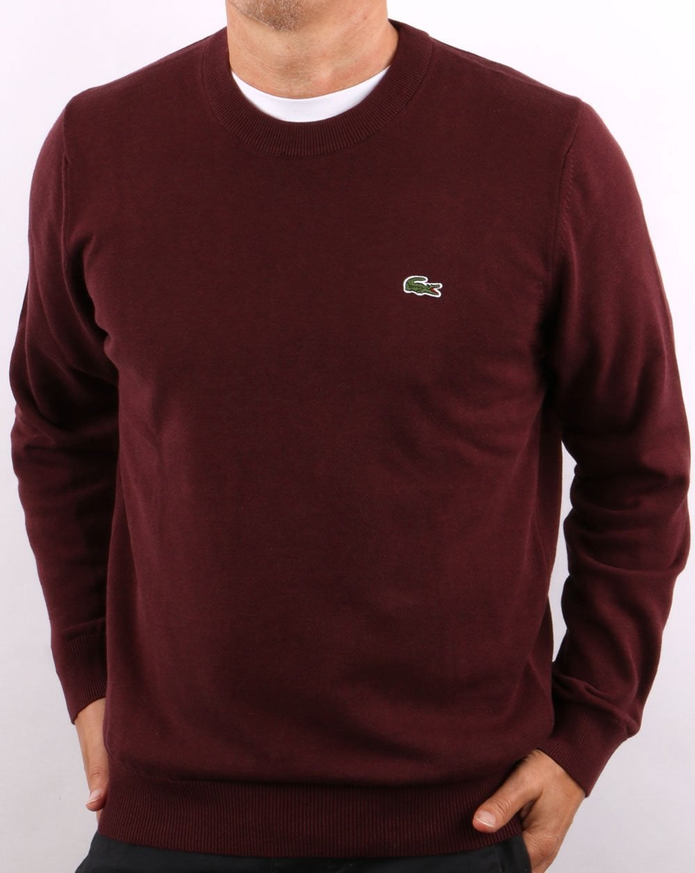 Lacoste Crew Neck Jumper Deep Burgundy