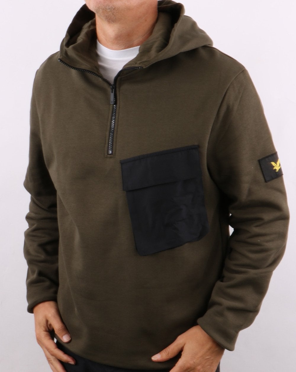 Lyle And Scott Pocket Hoodie Olive