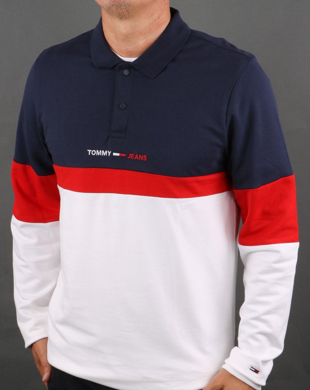 Tommy Hilfiger Colour Block Rugby Polo Navy/Red/White