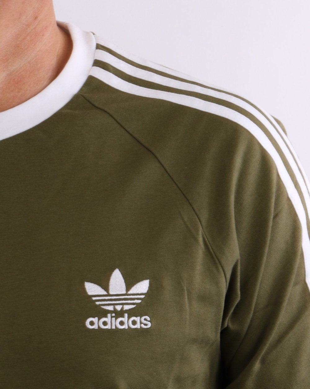 Adidas Originals 3 Stripes Ls T Shirt Khaki